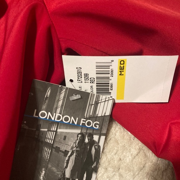NWT London Fog Women's Trench Belted Red Rain Coat Size M with Removable Hood - Picture 8 of 9